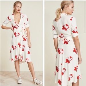 Ganni Harley Crepe Wrap Dress in Vanilla Ice